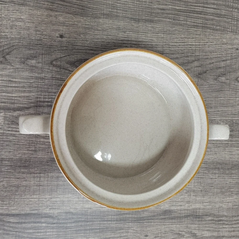 Hearthside‎ Classics Stoneware Soup Vegetable Dish with Lid Beige Japan Vintage
